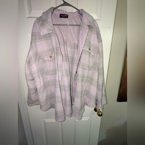 Lane Bryant Plaid Jacket in Light Pink and Gray